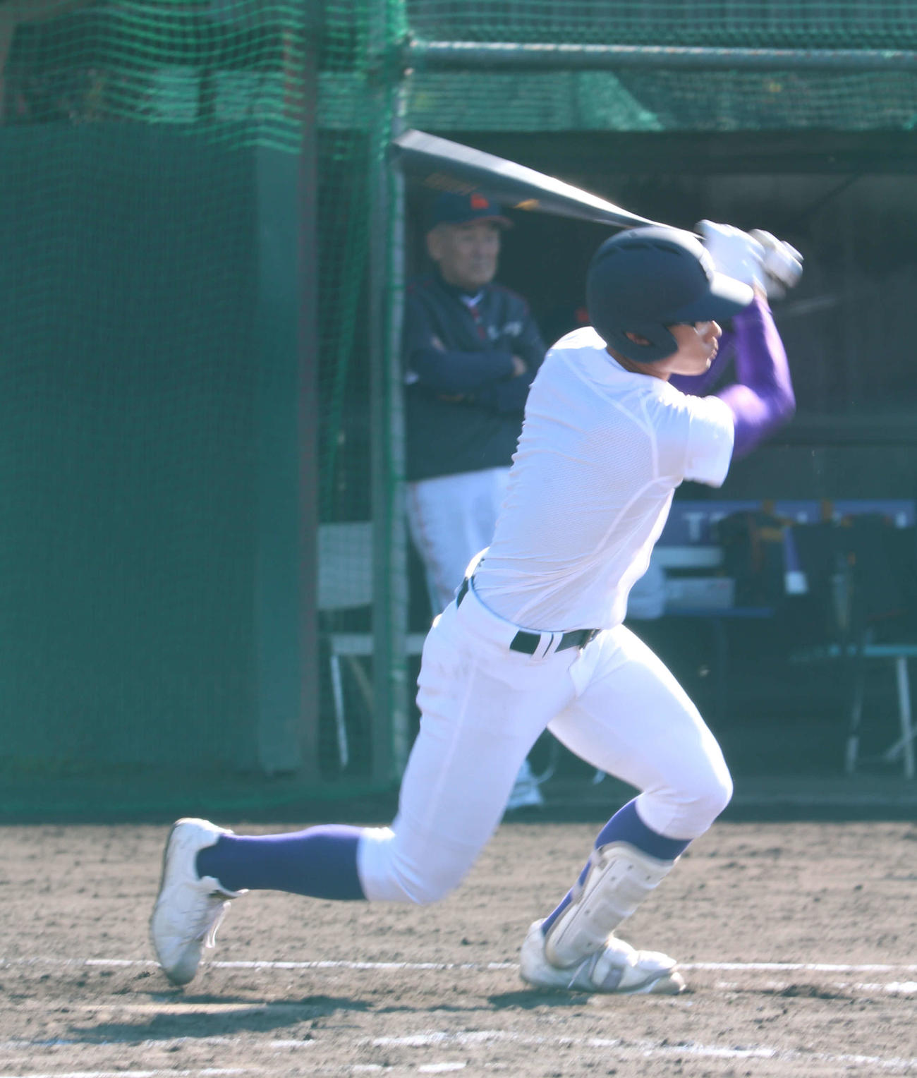 天理・瀬千皓は呉港との練習試合に4番・左翼で出場し、3打数1安打1打点とする（撮影・望月千草）