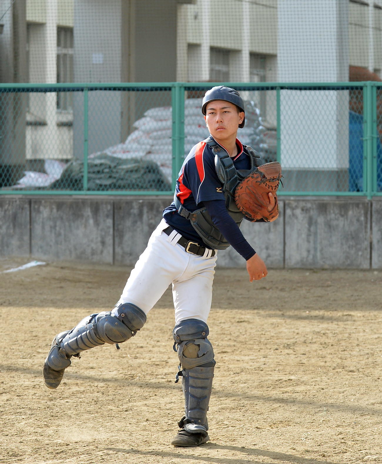 キャッチボールを行う柴田・舟山（撮影・佐藤究）