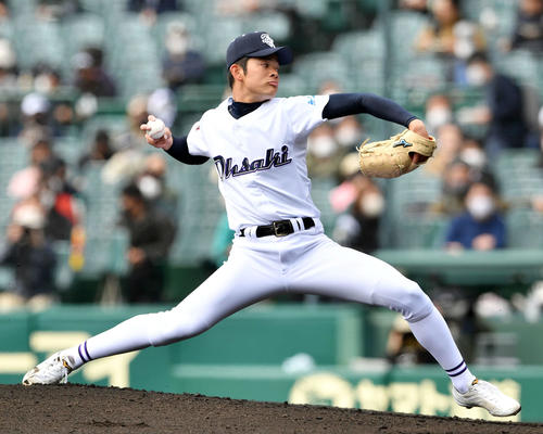 福岡大大濠対大崎　大崎先発の坂本（撮影・滝沢徹郎）