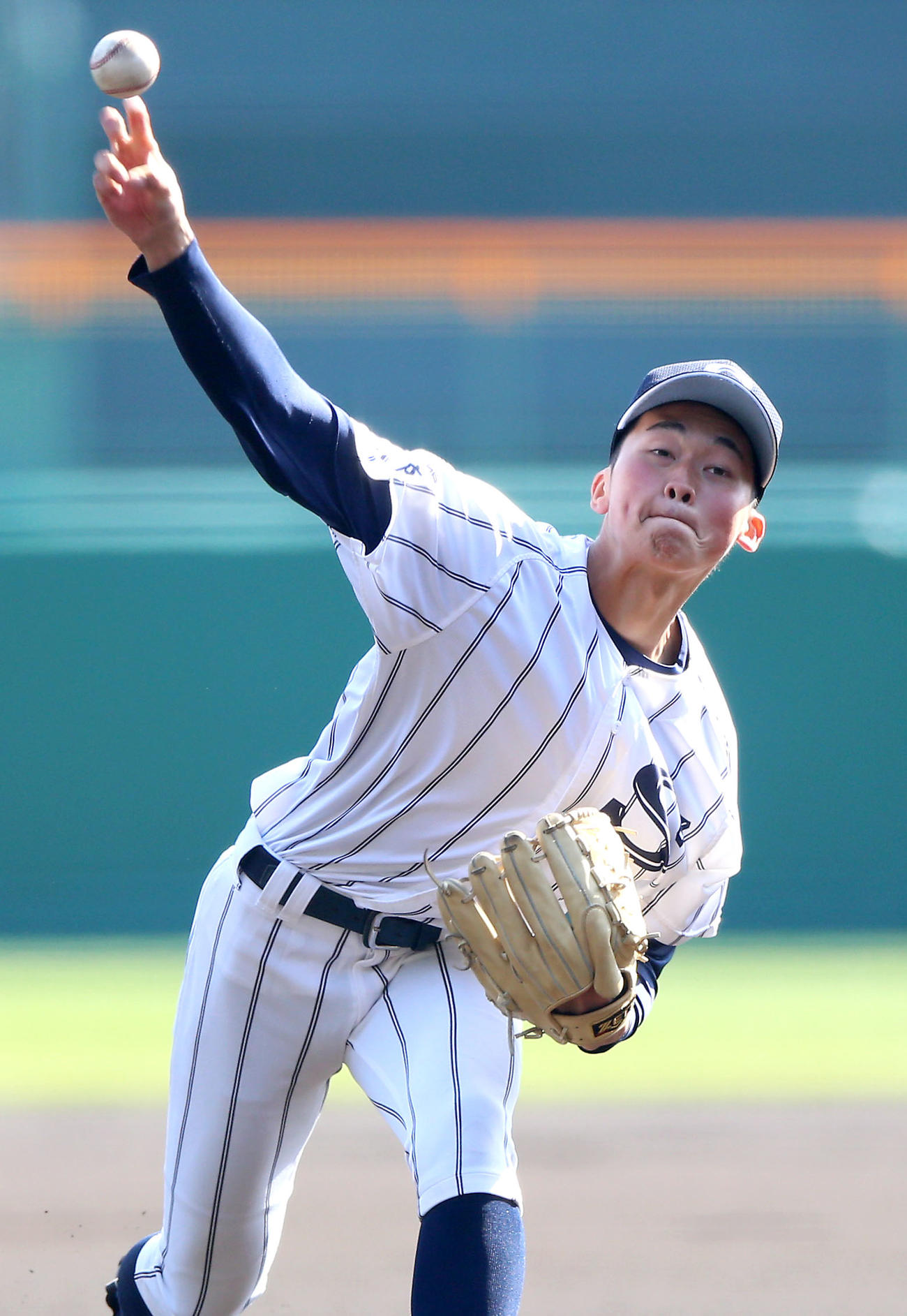上田西対広島新庄　広島新庄先発の花田（撮影・上山淳一）