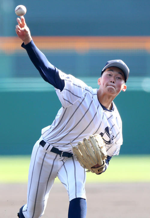 上田西対広島新庄　広島新庄先発の花田（撮影・上山淳一）