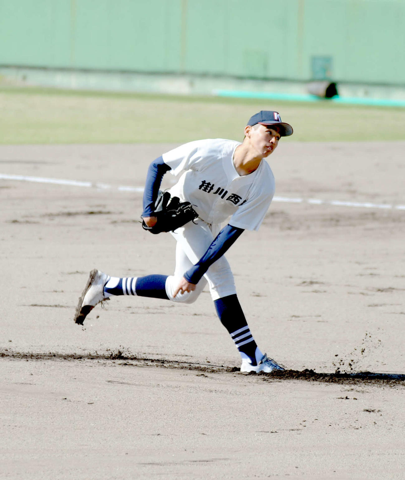 今年最初の公式戦登板で好投した掛川西の沢山