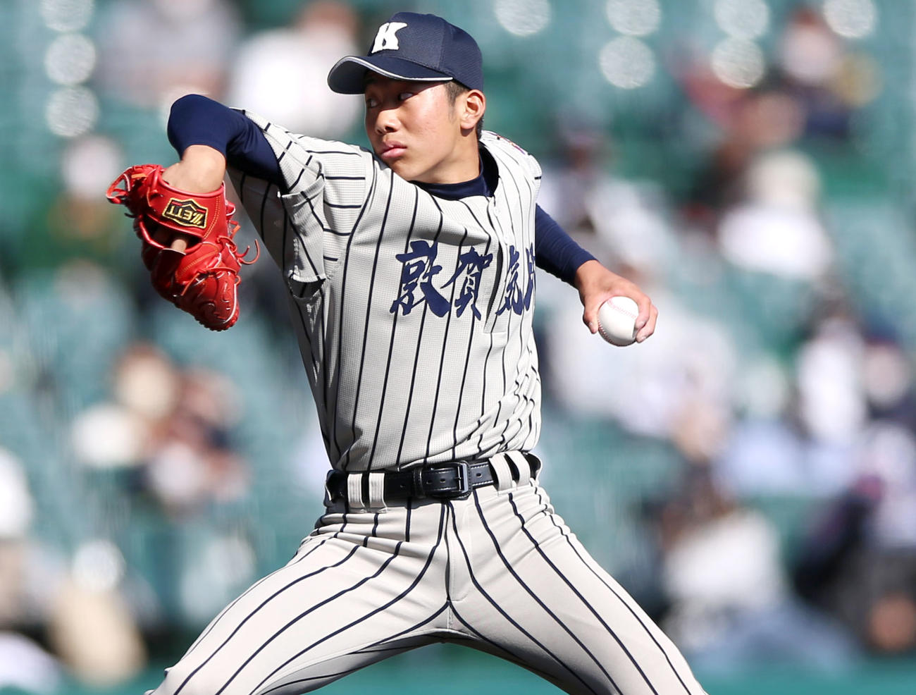 常総学院対敦賀気比　敦賀気比先発の竹松（撮影・上山淳一）