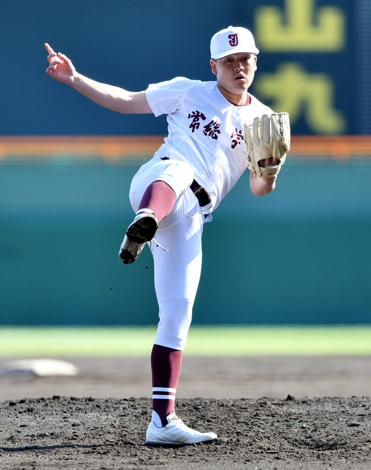 常総学院対敦賀気比　常総学院先発の秋本（撮影・滝沢徹郎）　