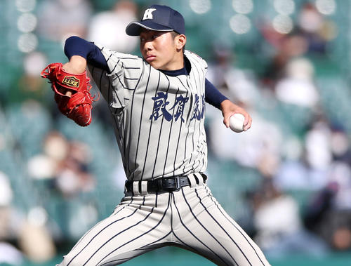 常総学院対敦賀気比　敦賀気比先発の竹松（撮影・上山淳一）
