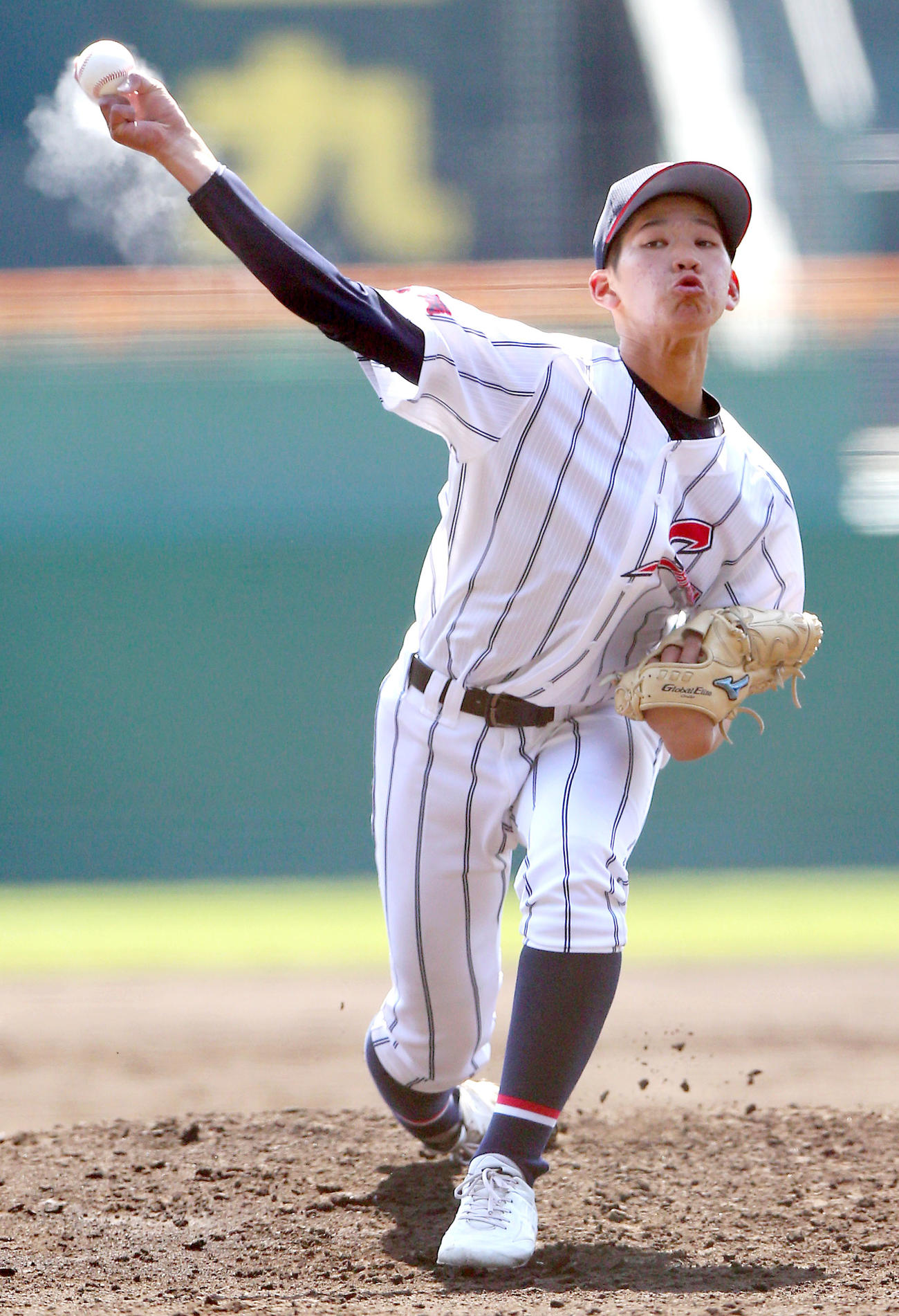 京都国際対柴田　柴田先発の谷木（撮影・上山淳一）