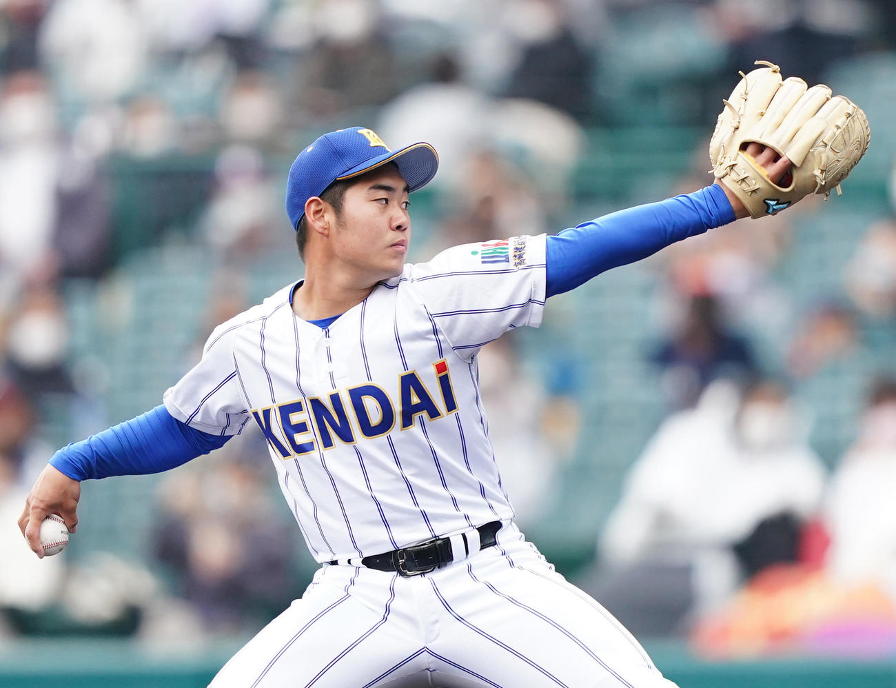 天理対健大高崎　健大高崎先発の野中（撮影・菅敏）