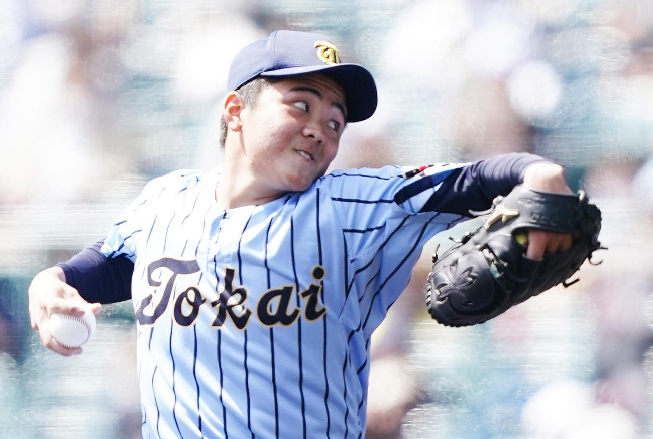 明豊対東海大相模　東海大相模先発の石川（撮影・菅敏）