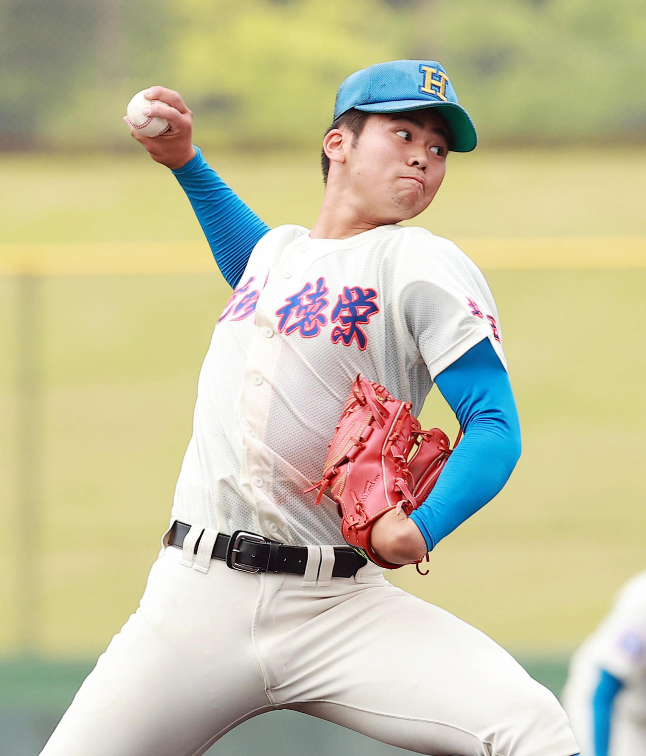 春季関東高校野球大会　花咲徳栄対東海大甲府　力投する花咲徳栄先発の松田（撮影・野上伸悟）