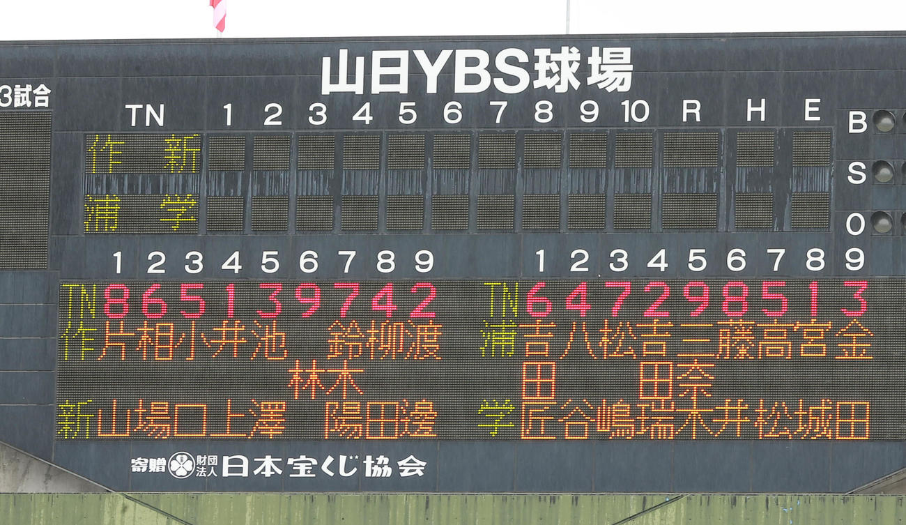 作新学院対浦和学院　両チームのスターティングメンバー（撮影・野上伸悟）