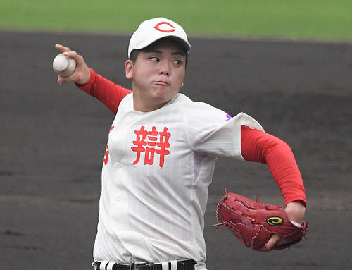 神港学園対智弁和歌山　智弁和歌山先発の中西（撮影・滝沢美穂子）