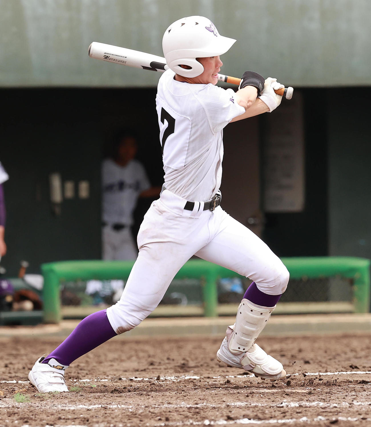 常総学院対関東第一　9回裏関東第一2死一、二塁、サヨナラ2点適時打を放つ染谷（撮影・野上伸悟）
