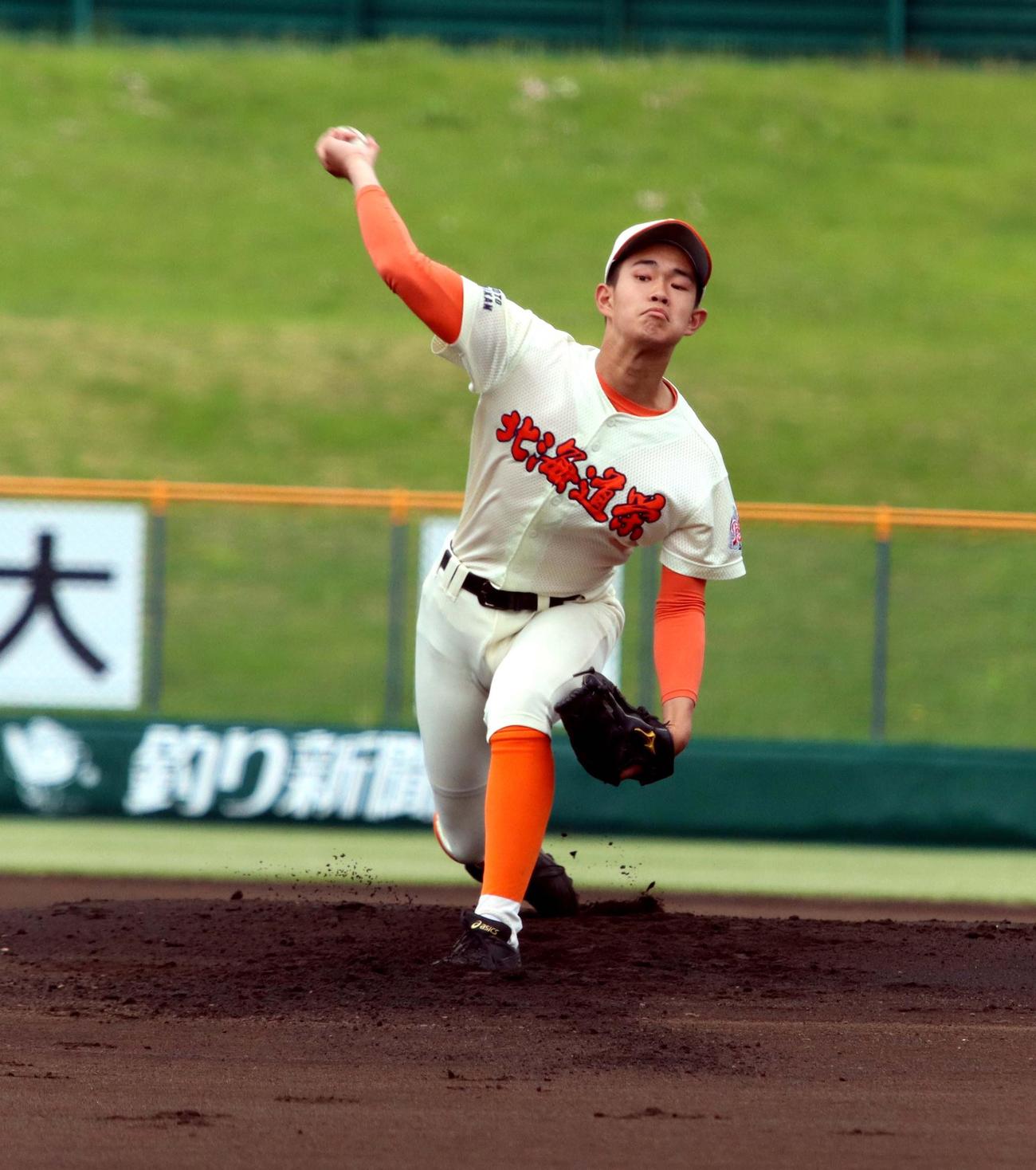 北照対北海道栄　7回1失点と好投した北海道栄の浜中（撮影・永野高輔）