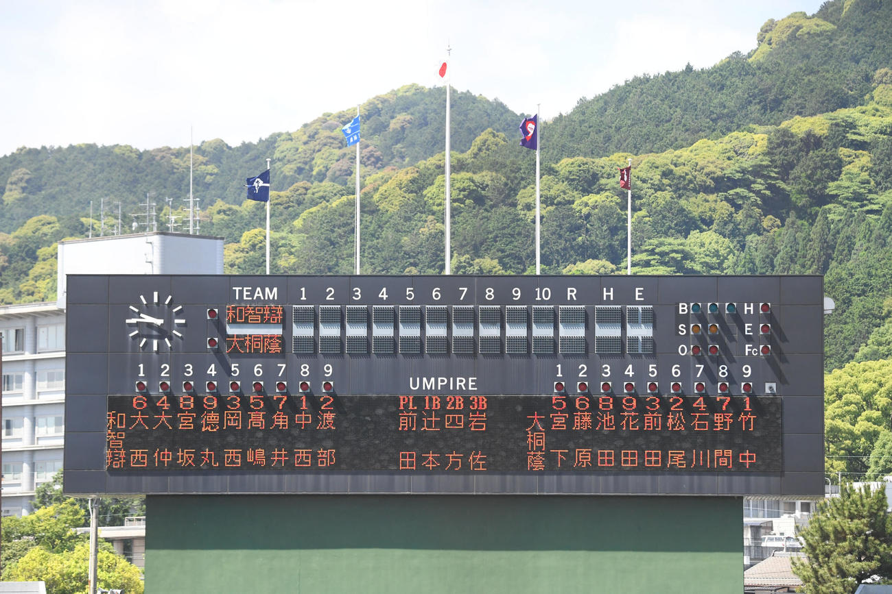 智弁和歌山対大阪桐蔭　両校スタメン（撮影・滝沢美穂子）