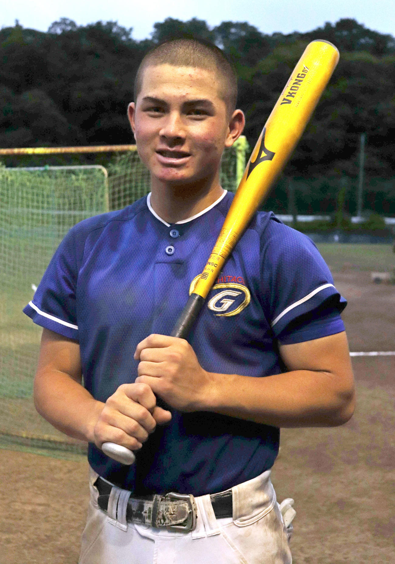 明秀日立の1番打者として、夏優勝を誓う石川（撮影・保坂淑子）