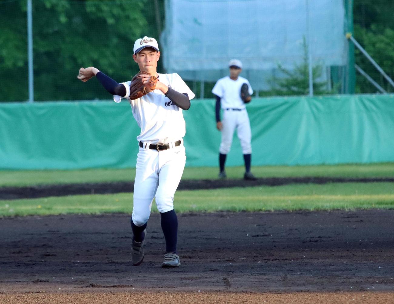昨夏の甲子園交流試合は三塁手として勝利に貢献した帯広農の西川（撮影・永野高輔）