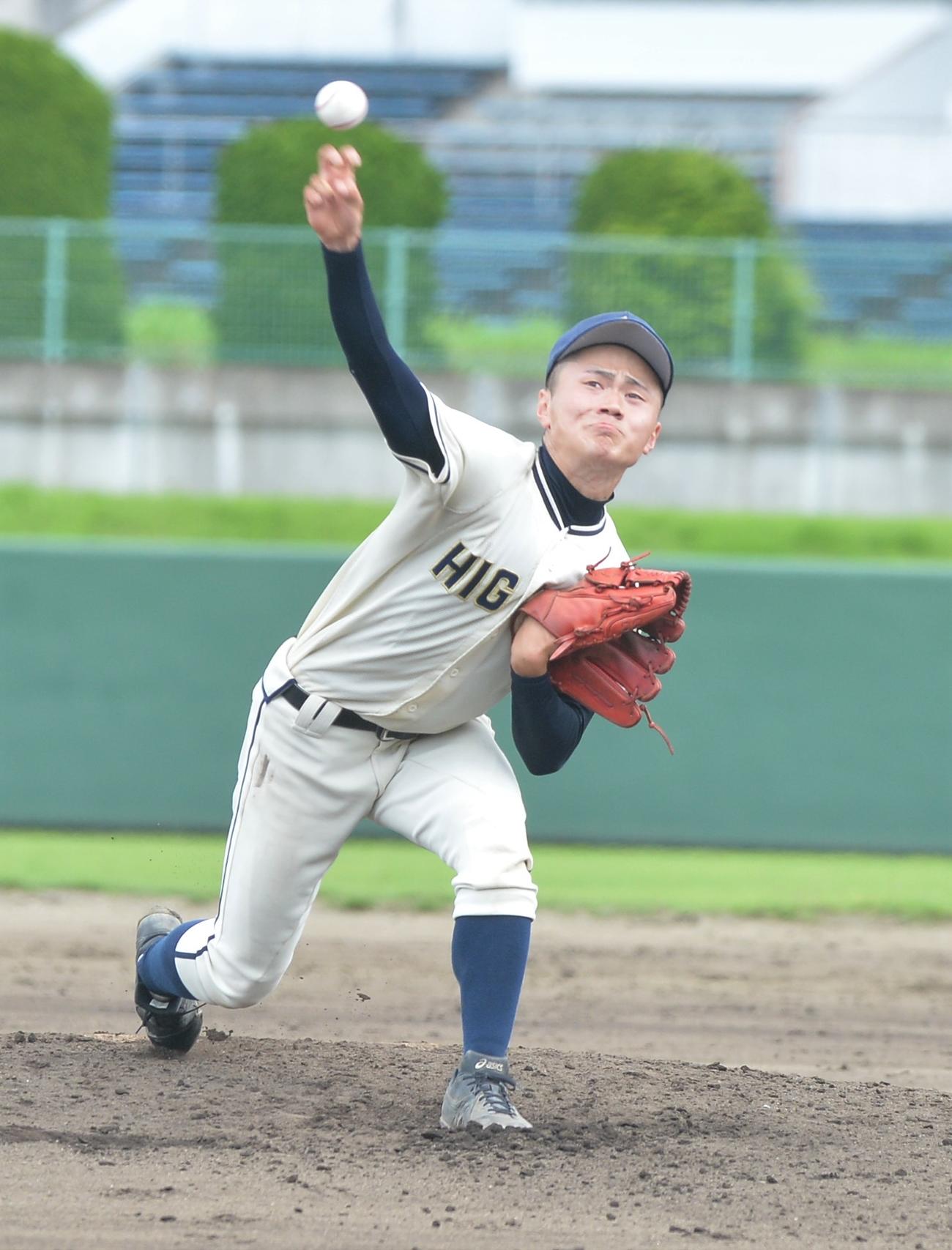 3回をノーヒットに抑えた福島東・鈴木征