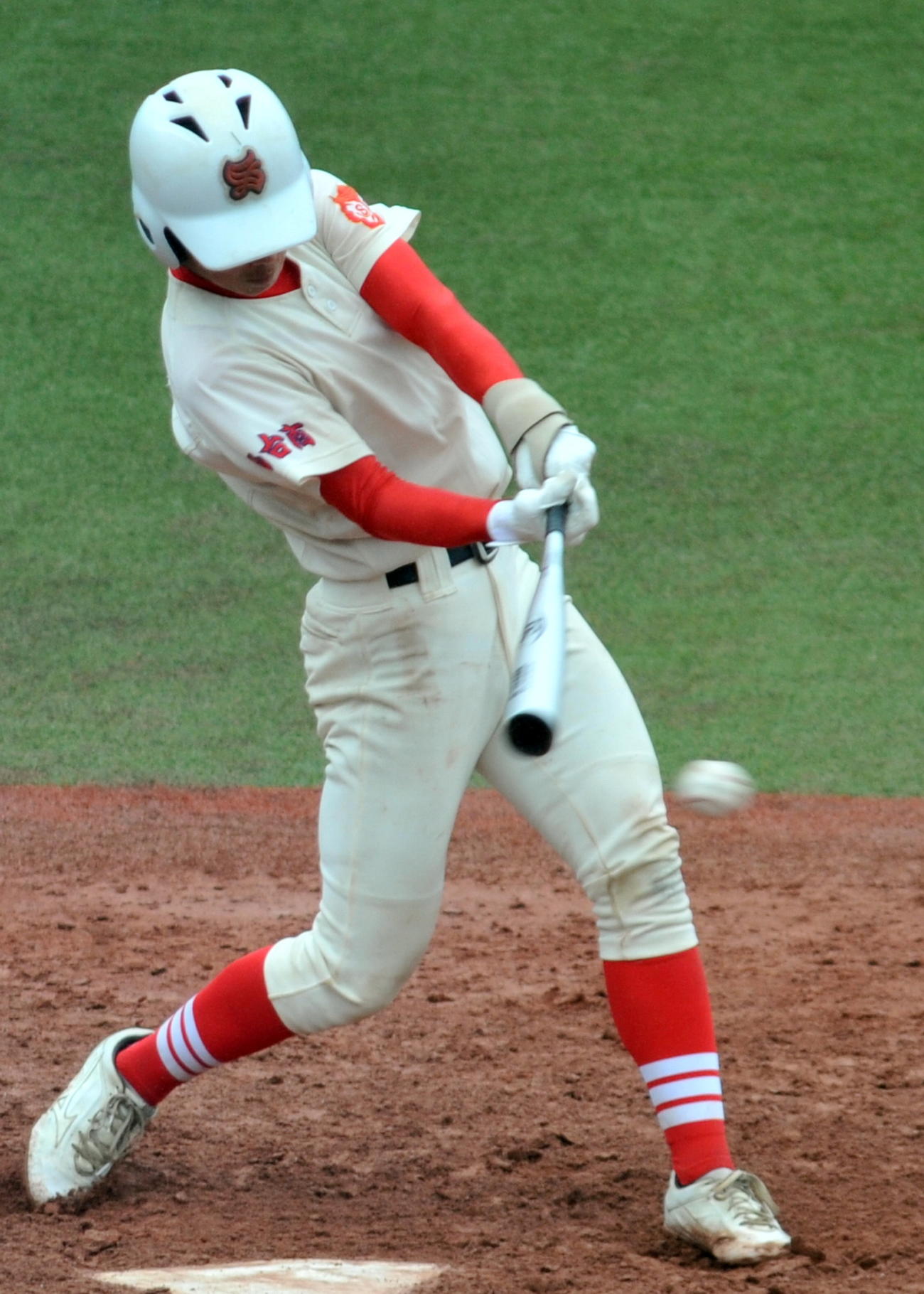 仙台商対小牛田農林　5回表、仙台商2死二塁。5番吉田が中前先制打を放つ