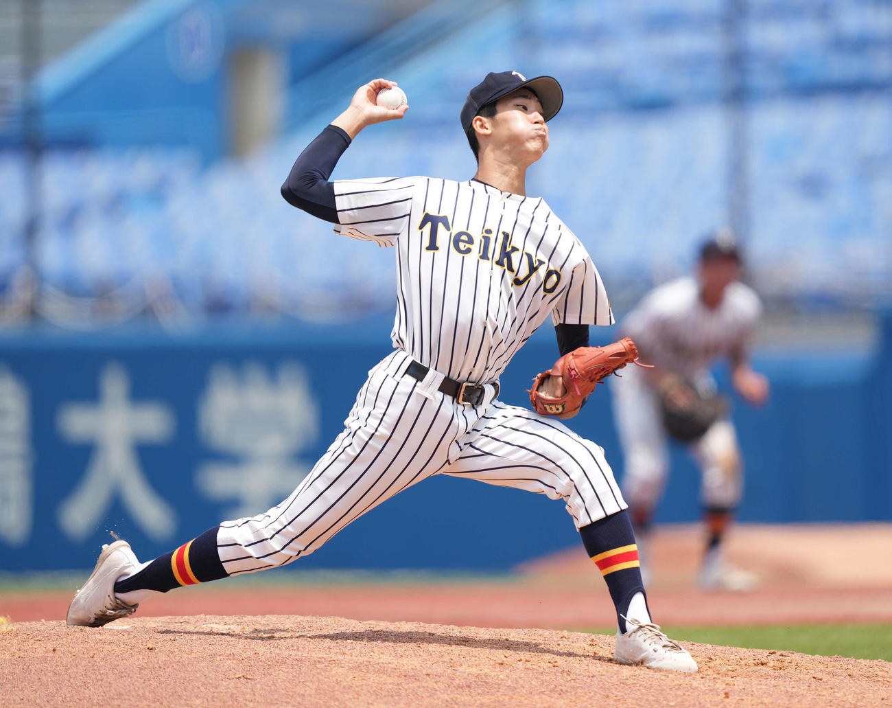 淑徳巣鴨対帝京　5回表から2番手で登板した帝京・安川（撮影・鈴木みどり）
