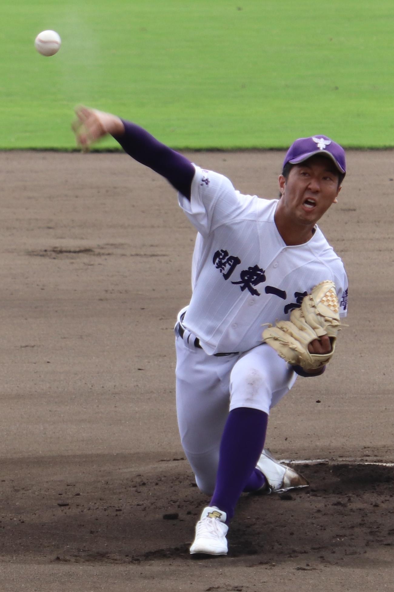 攻玉社対関東第一　先発し3回1安打無失点に抑えた関東第一・市川（撮影・古川真弥）