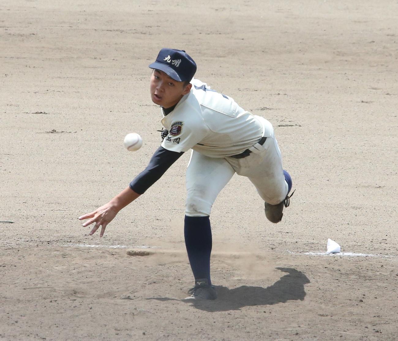 福岡第一対九産大九州　7安打2失点完投で勝利に貢献した九産大九州のエース古川雄大投手（撮影・菊川光一）
