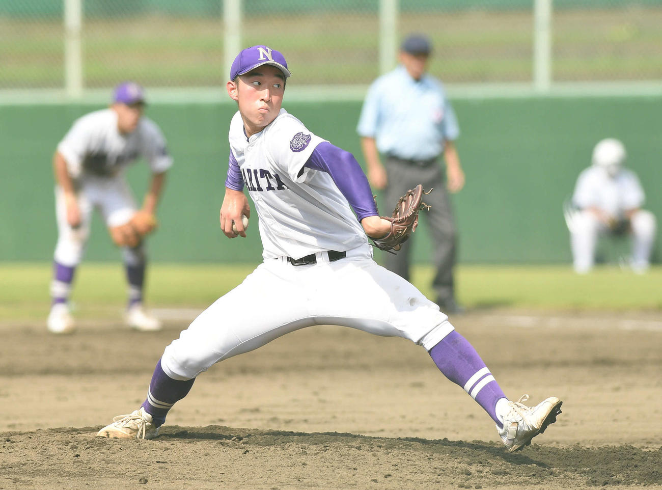 四街道対成田　成田3番手で力投する永名（撮影・滝沢徹郎）