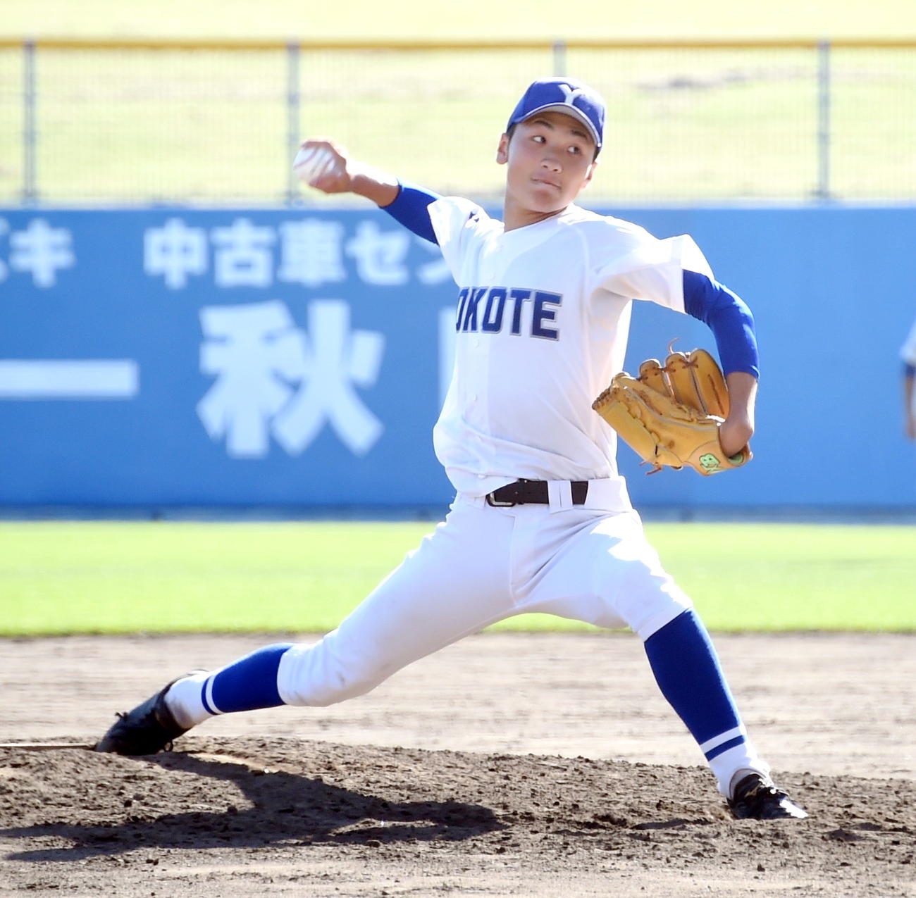 横手対大曲工　今夏3度目の完封を果たした横手・佐藤（撮影・山田愛斗）
