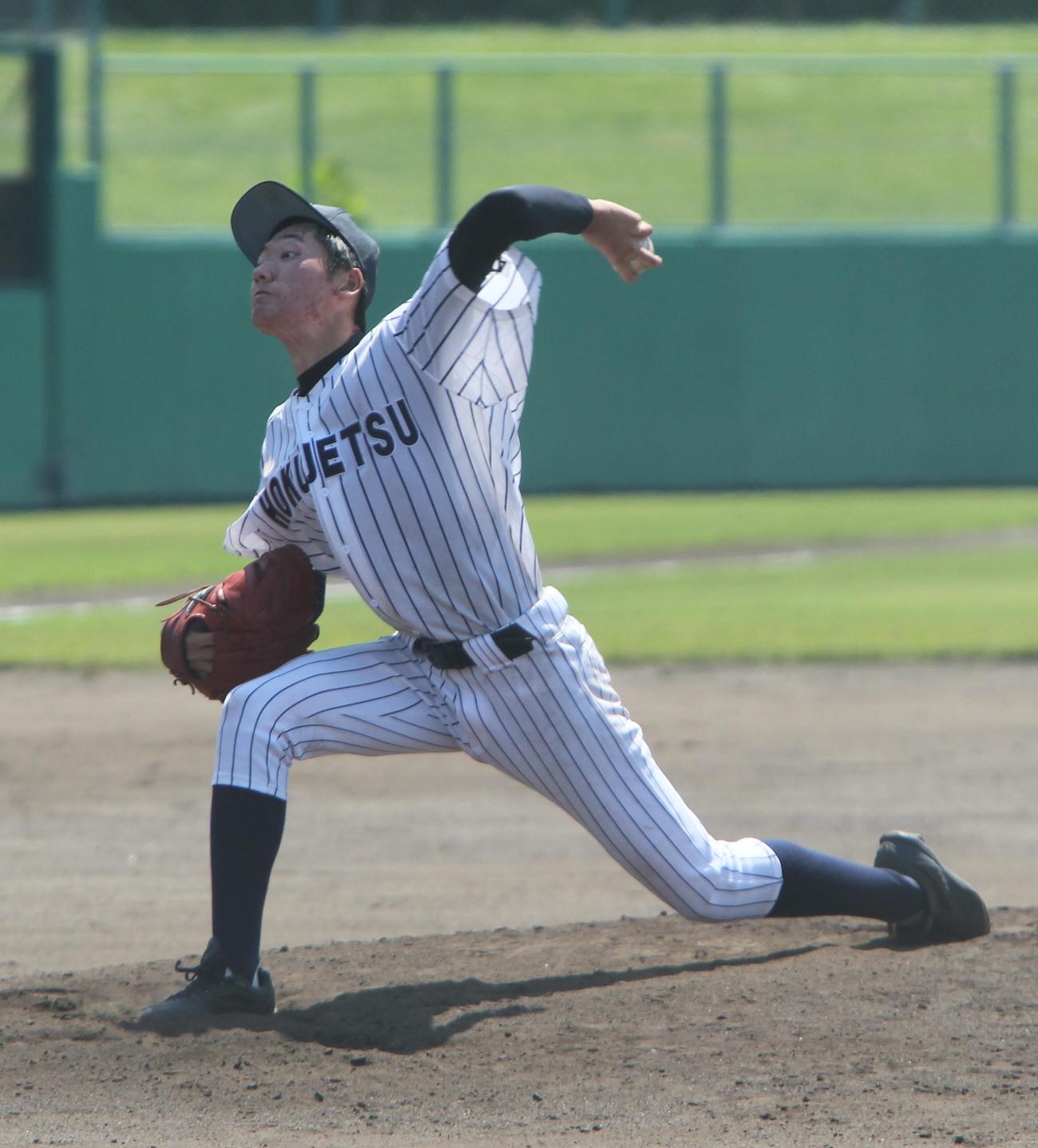 高校で最長の7回を投げ無失点の北越・山倉