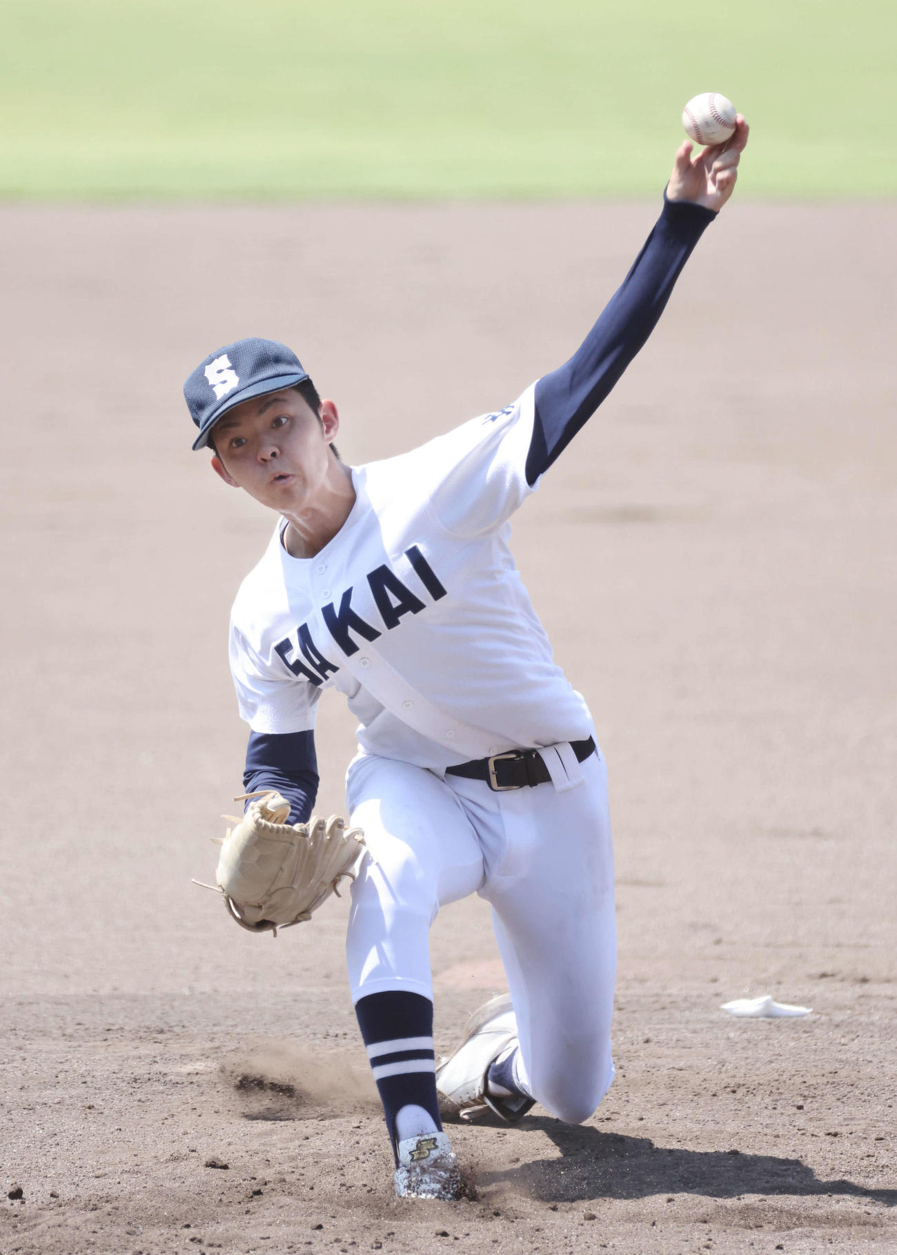 高校野球鳥取県大会　米子松蔭対境　境先発の高塚大輔（撮影・加藤孝規）