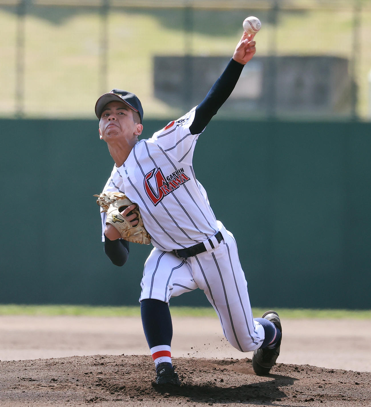 坂戸対浦和学院　力投する浦和学院先発の宮城（撮影・浅見桂子）
