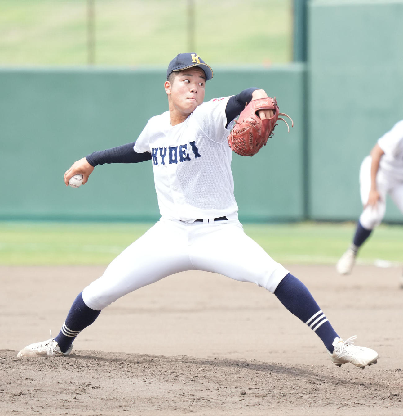 享栄対大同大大同　7回、享栄3番手で登板する竹山日向（撮影・森本幸一）