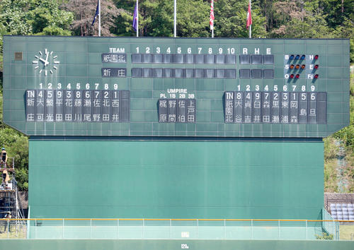 祇園北対広島新庄　両校のスタメン（撮影・上山淳一）