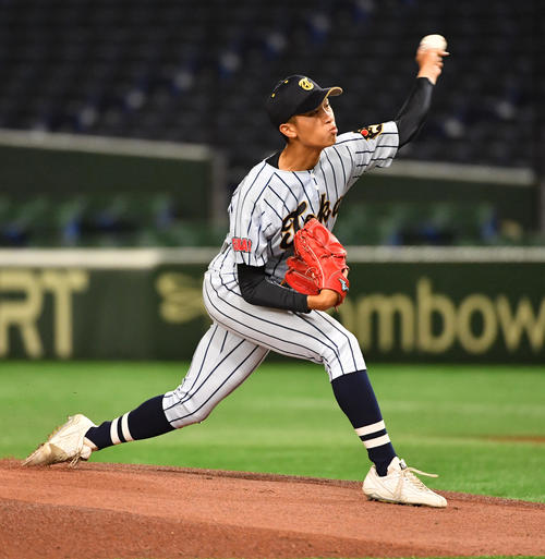国学院久我山対東海大菅生　先発した東海大菅生・本田（撮影・柴田隆二）