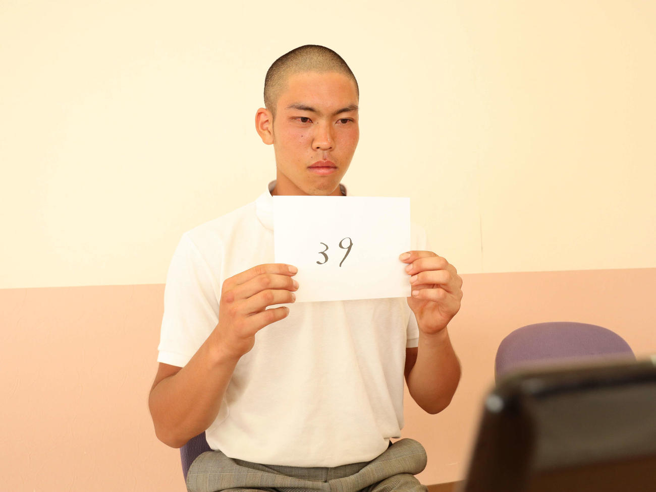 抽選会に望む浦和学院・吉田瑞樹主将（学校提供）