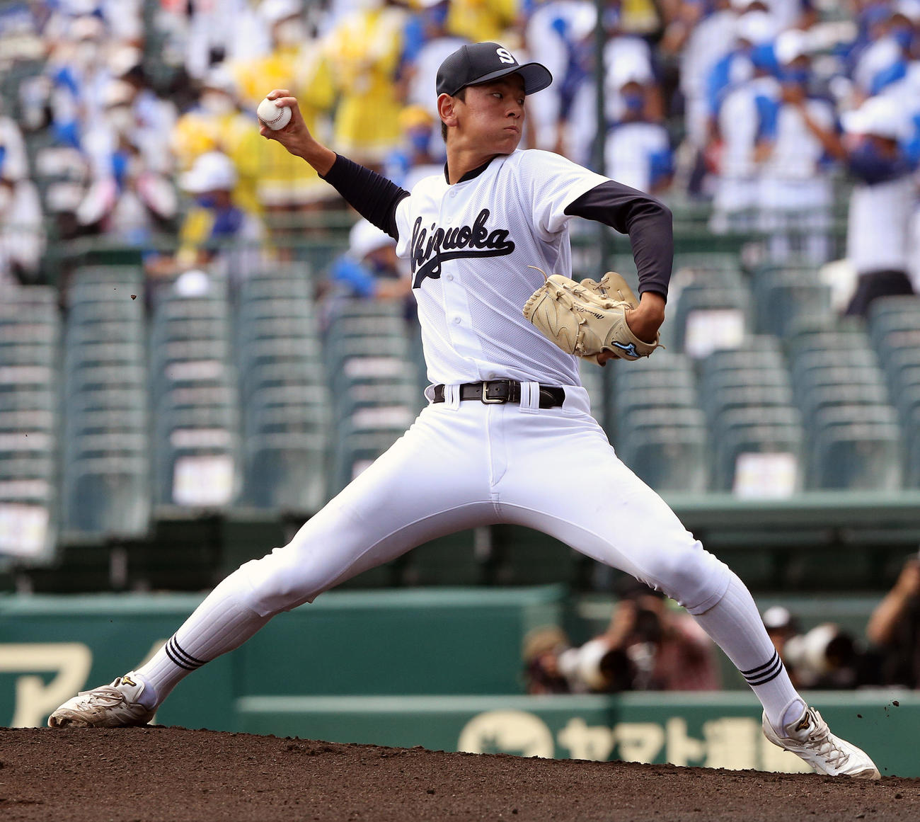 新田対静岡　静岡先発の高須（撮影・宇治久裕）