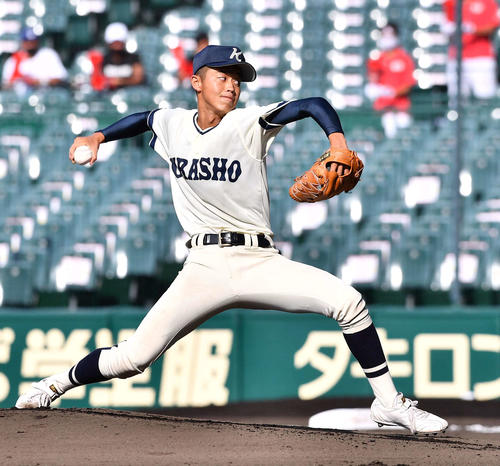 智弁学園対倉敷商　倉敷商先発の三宅（撮影・上田博志）