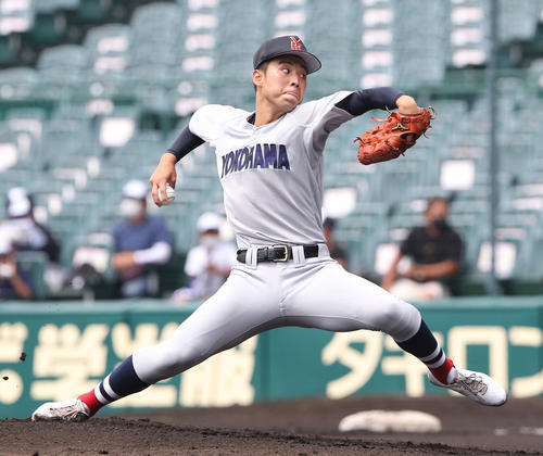 広島新庄対横浜　横浜先発の宮田（撮影・宇治久裕）