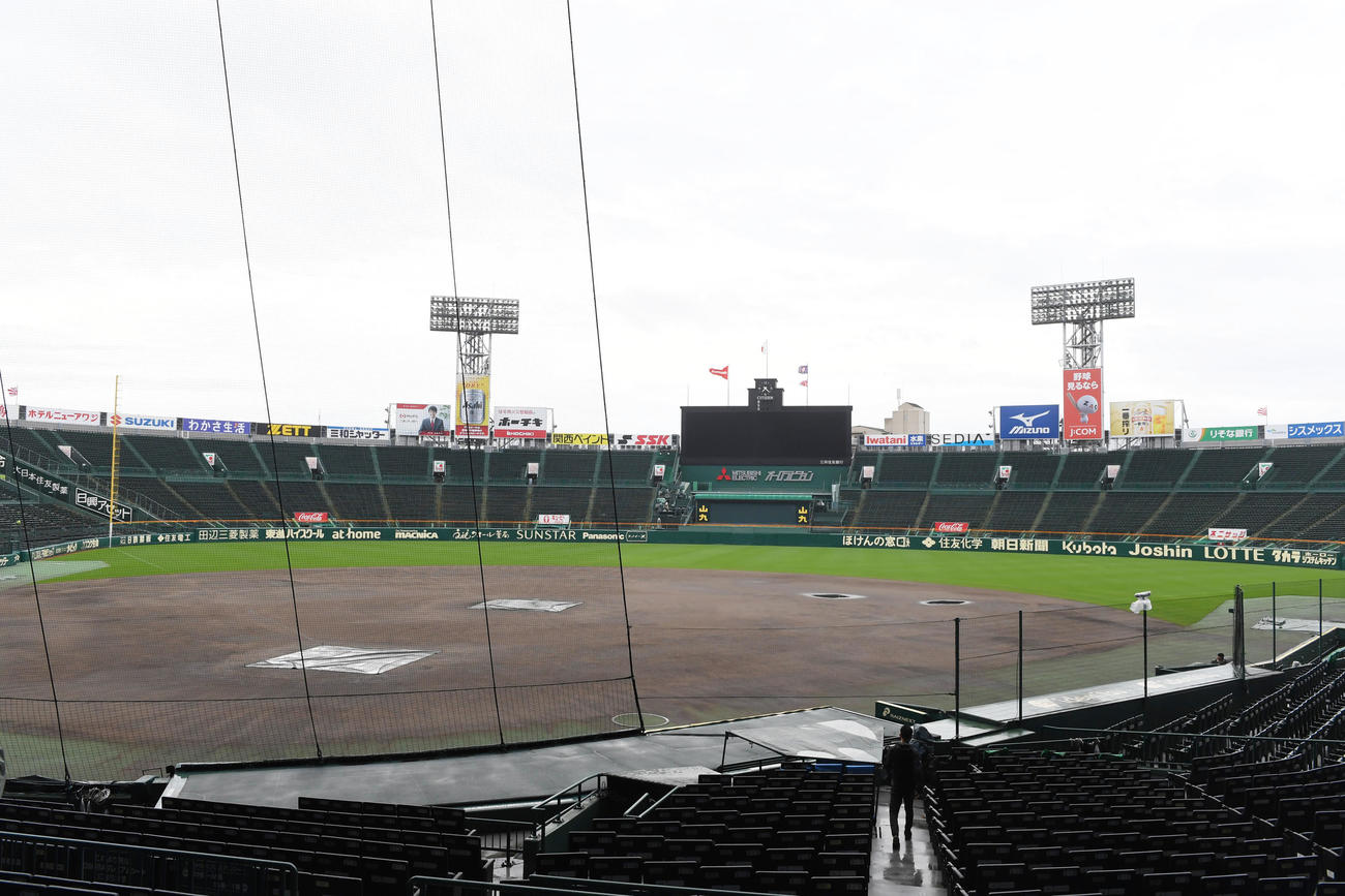 3日続けて雨天中止となった高校野球（撮影・前岡正明）
