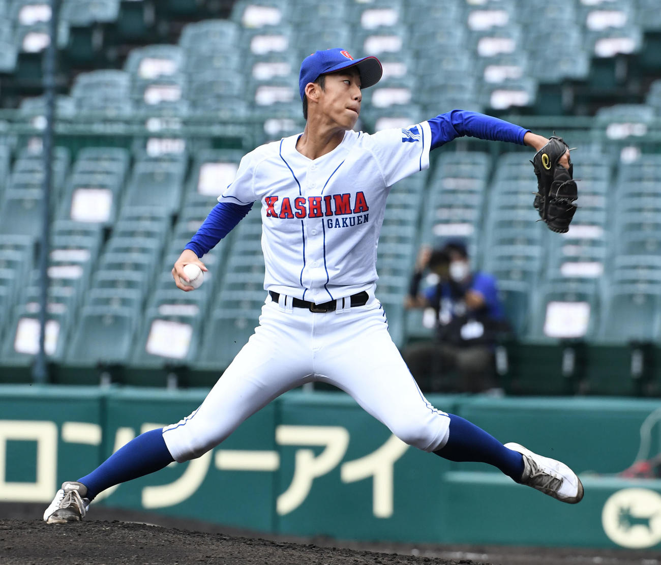 鹿島学園対盛岡大付　先発する鹿島学園・薮野（撮影・和賀正仁）