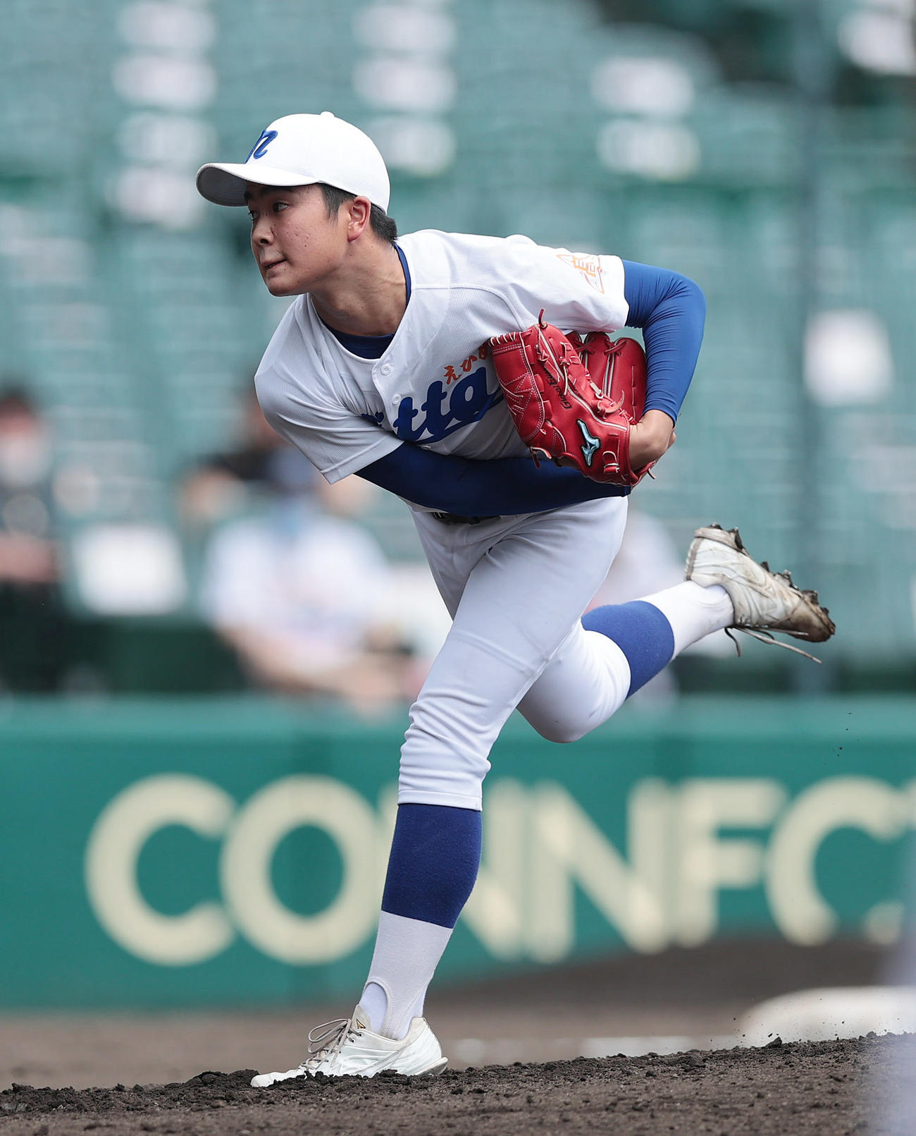 新田対日本航空　新田先発の向井（撮影・前田充）