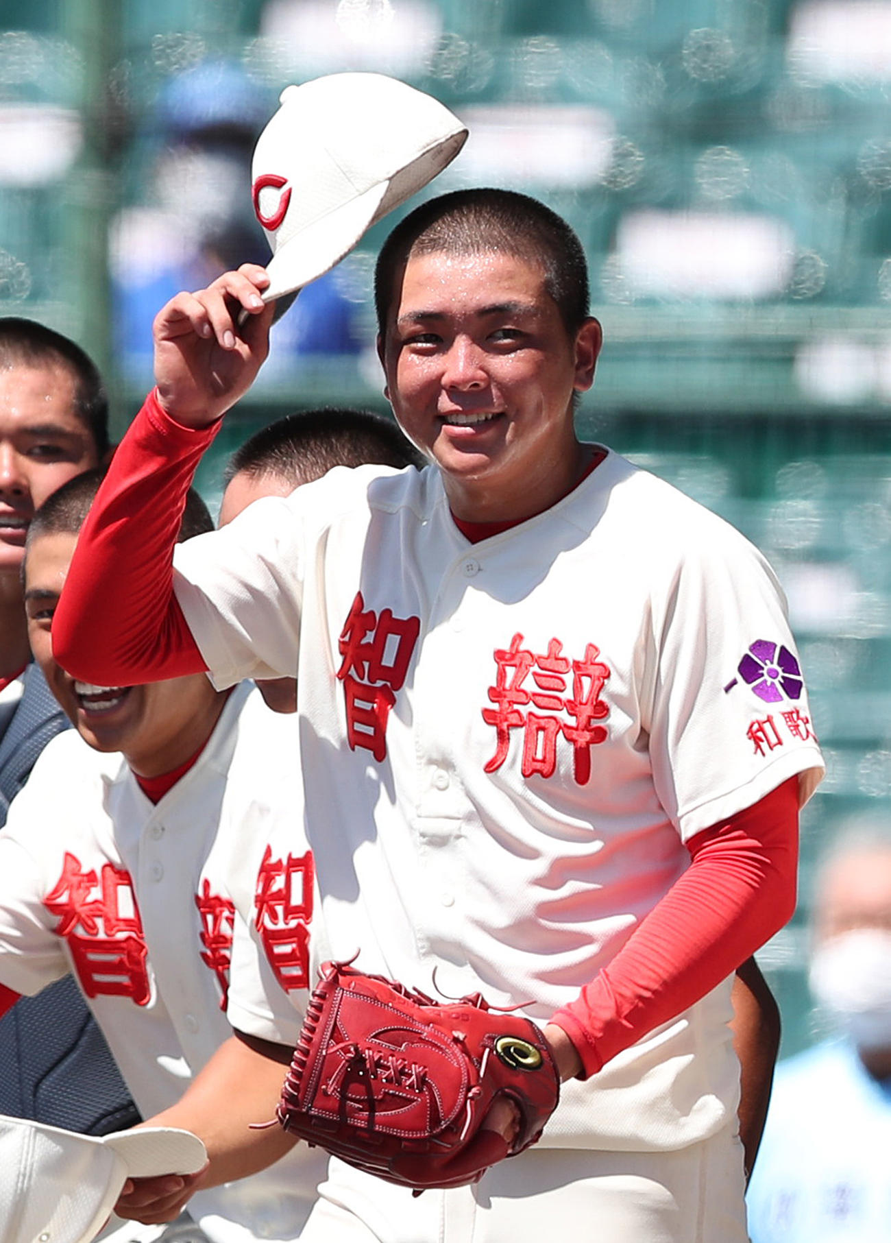 智弁和歌山対近江　決勝進出を決めて笑顔を見せる中西（撮影・白石智彦）