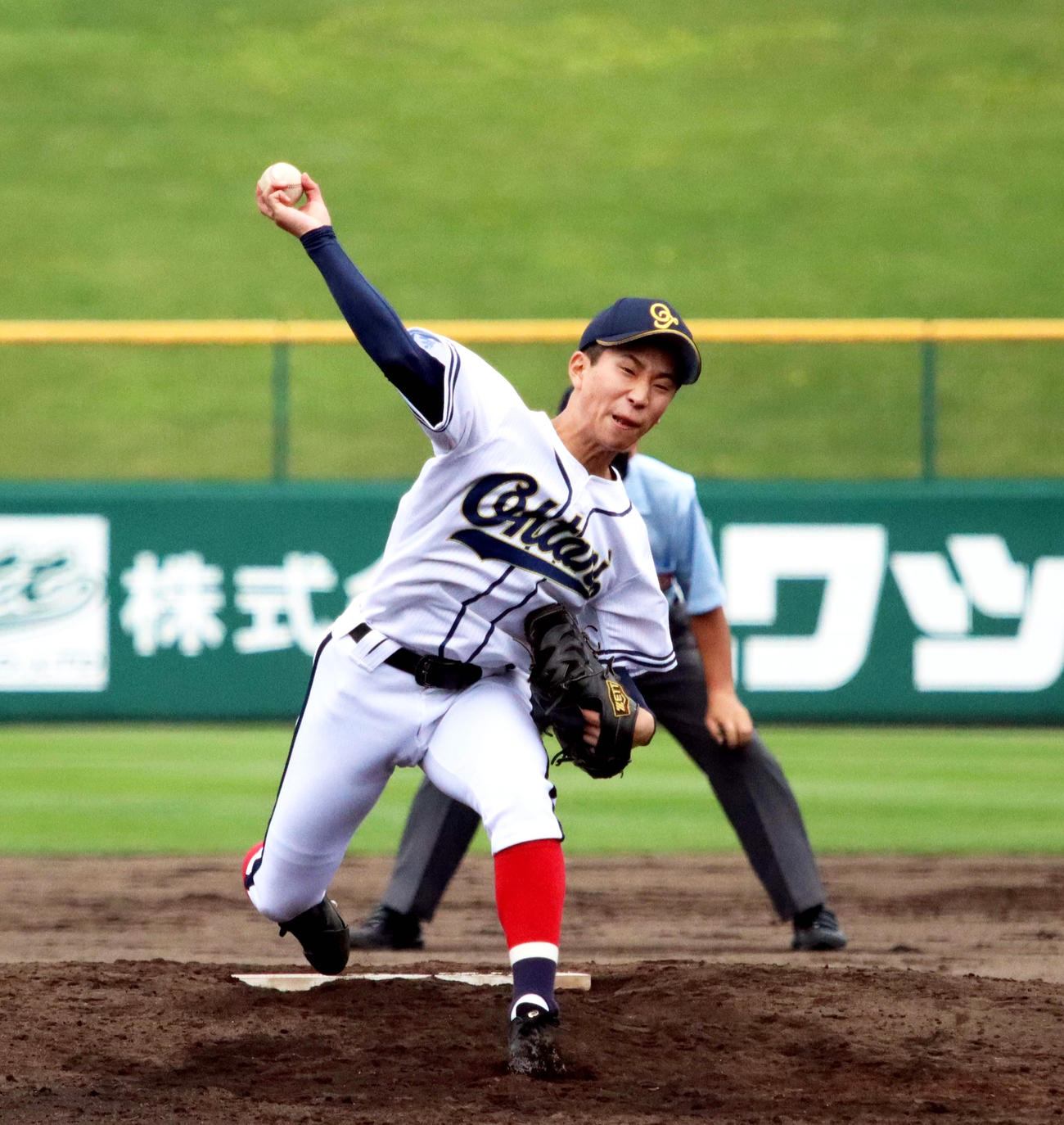 公式戦初登板で7回1失点の帯広大谷・池田（撮影・永野高輔）