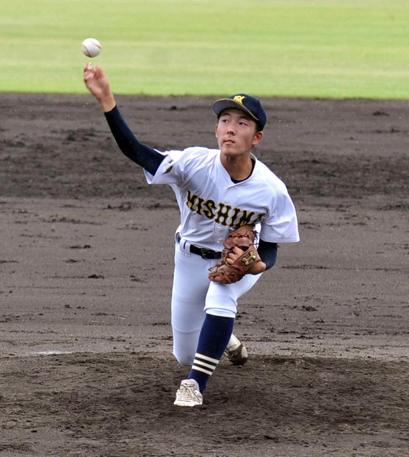 6回3安打無失点と好投した三島南・増田
