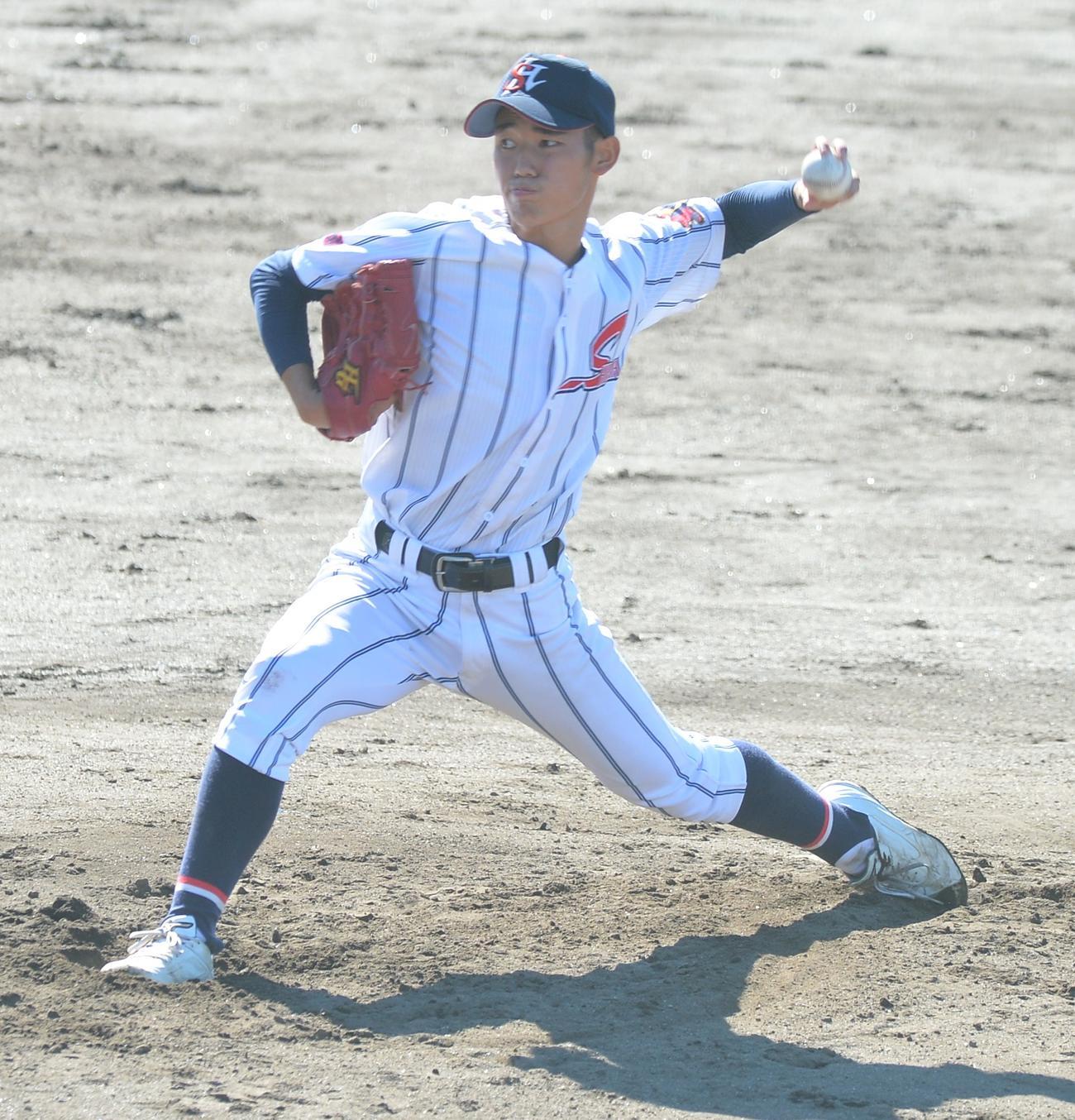柴田対仙台城南　先発した柴田・日下（撮影・佐藤究）
