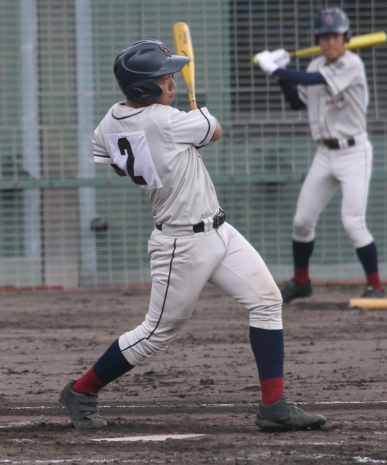 1－1の2回無死三塁で関根学園・清水が左前適時打