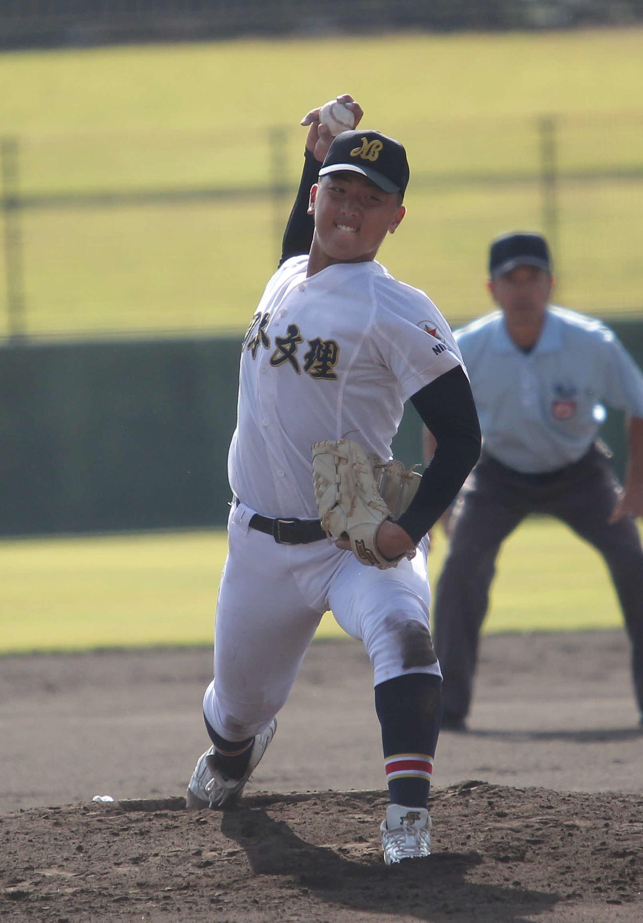 自己最速の148キロ直球を投げた日本文理・田中は4イニングを投げ7奪三振