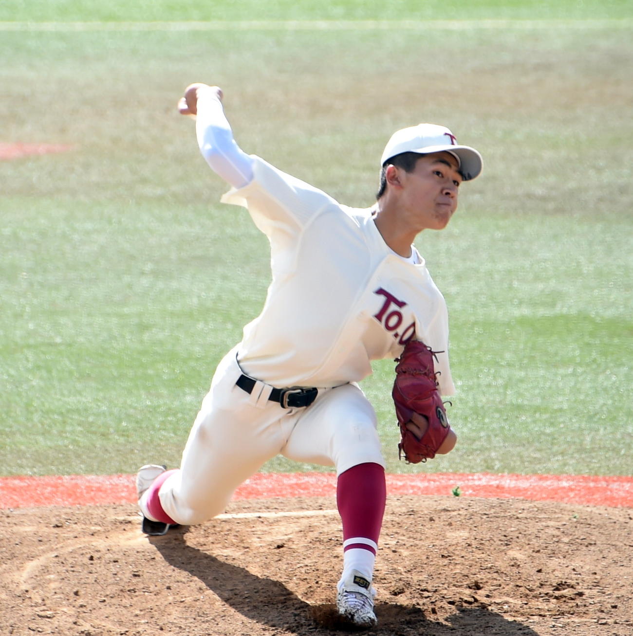 大曲工対東奥義塾　先発した東奥義塾・中田（撮影・山田愛斗）