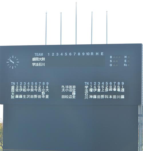 学法石川対盛岡大付 両チームのスタメン(撮影・佐藤究)