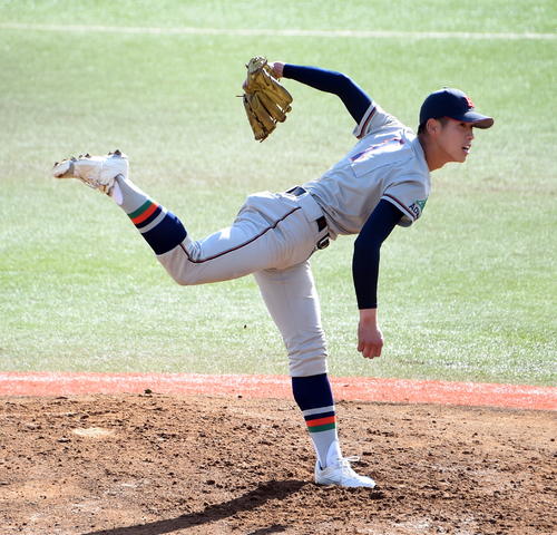 八戸工大一対酒田南 先発した八戸工大一・広野(撮影・山田愛斗)