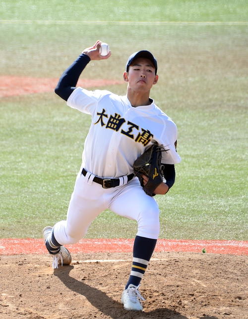 大曲工対東奥義塾 先発した大曲工・長淵星(撮影・山田愛斗)